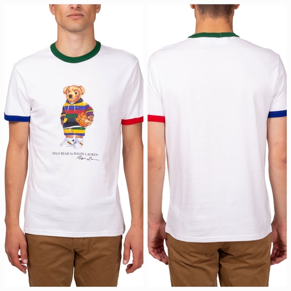 NWOT Polo by Ralph Lauren S Contrast Piping Basketball Bear Crewneck T-Shirt - Picture 7 of 11